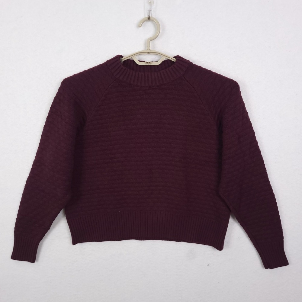 Lululemon Texture Play Crew Sweater Womens S/XS Burgundy Raglan Sleeves Cashlu